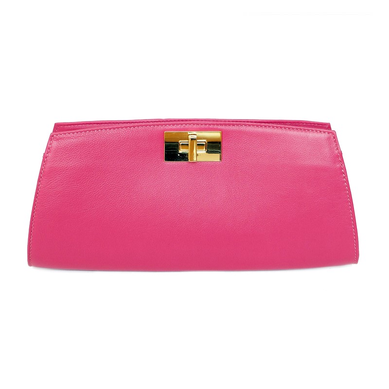 Posh Pink Clutch กระเป๋าคลัทซ์ หนังแท้ Genuine leather nappa สำหรับผู้หญิง สีชมพู